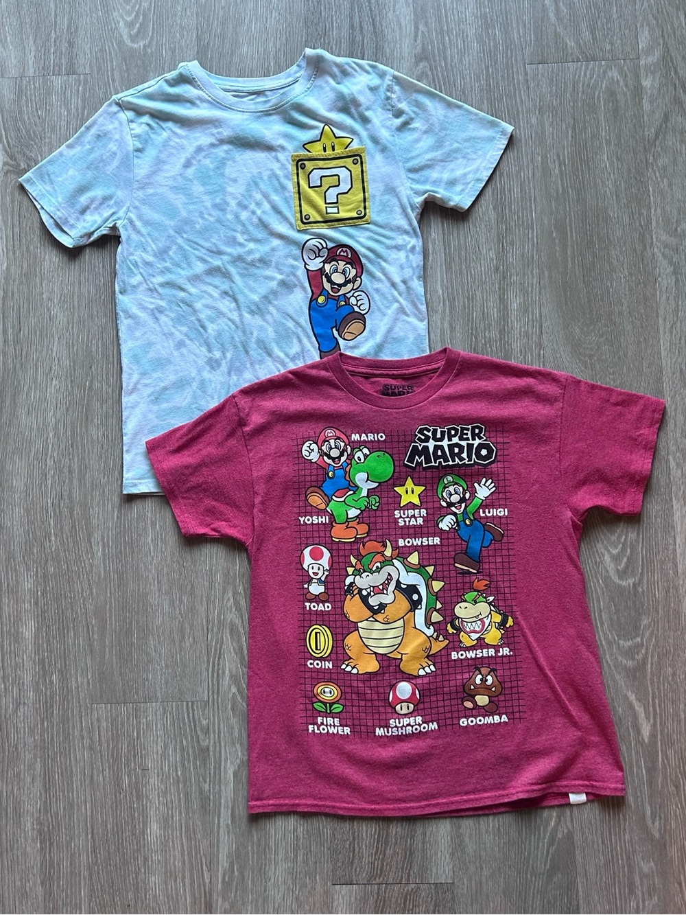 Boys Super Mario Graphic T-Shirt Lot 2 Pack Red Blue Tie Dye Large